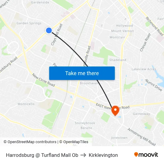 Harrodsburg @ Turfland Mall Ob to Kirklevington map
