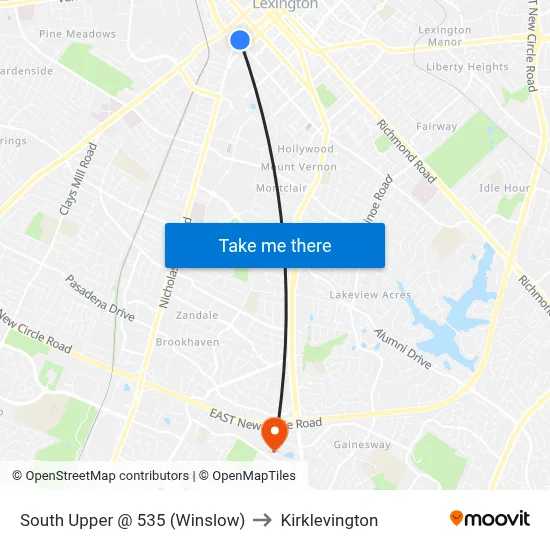 South Upper @ 535 (Winslow) to Kirklevington map