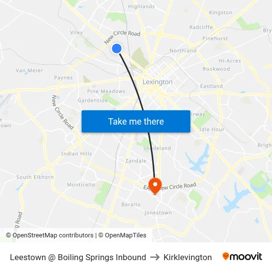 Leestown @ Boiling Springs Inbound to Kirklevington map
