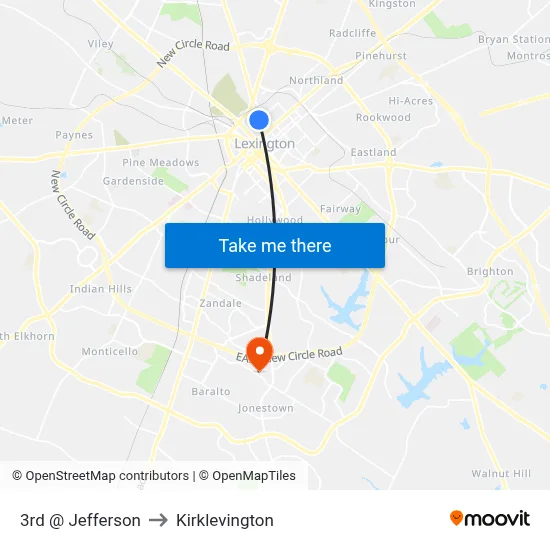 3rd @ Jefferson to Kirklevington map
