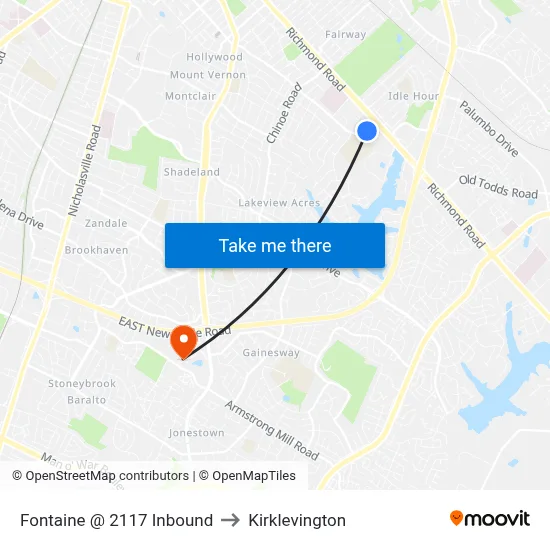 Fontaine @ 2117 Inbound to Kirklevington map