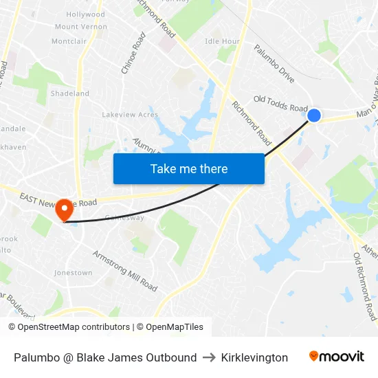 Palumbo @ Blake James Outbound to Kirklevington map