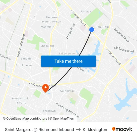Saint Margaret @ Richmond Inbound to Kirklevington map