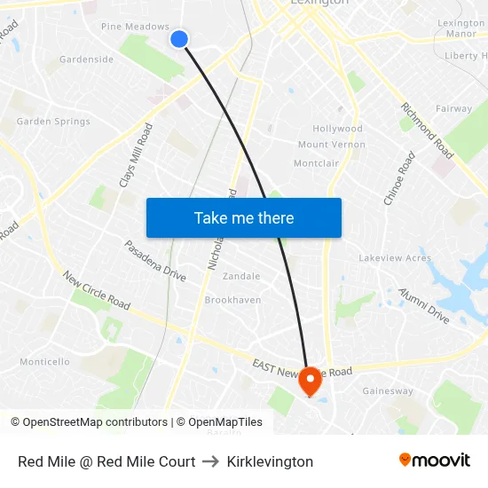 Red Mile @ Red Mile Court to Kirklevington map