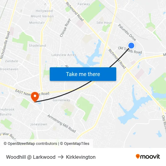 Woodhill @ Larkwood to Kirklevington map