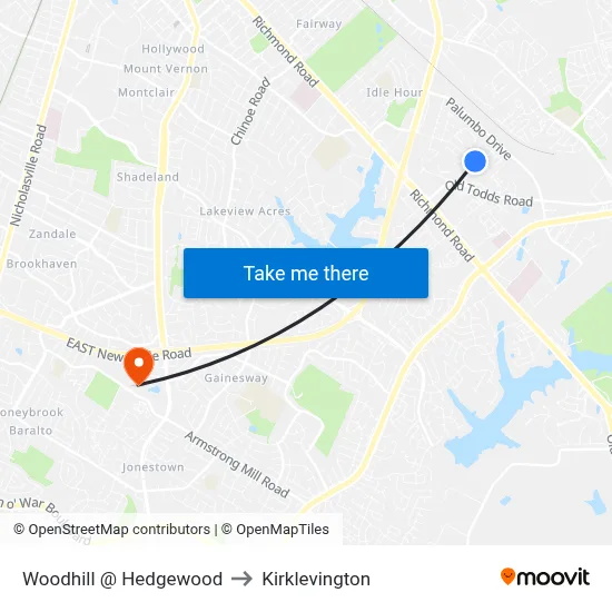 Woodhill @ Hedgewood to Kirklevington map