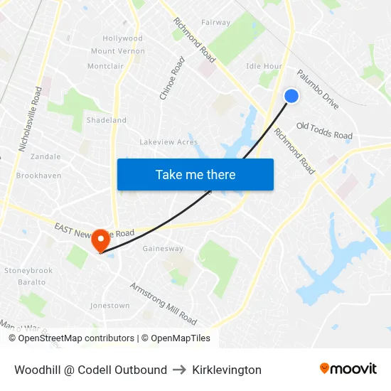 Woodhill @ Codell Outbound to Kirklevington map