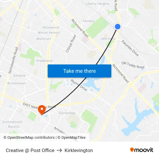 Creative @ Post Office to Kirklevington map
