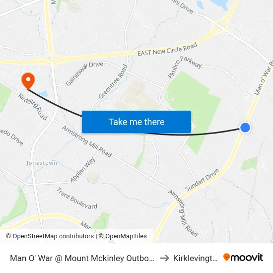 Man O' War @ Mount Mckinley Outbound to Kirklevington map
