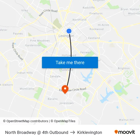 North Broadway @ 4th Outbound to Kirklevington map