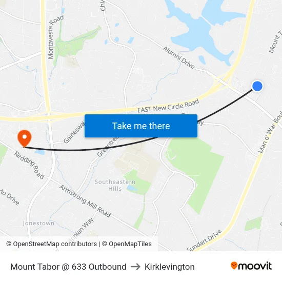 Mount Tabor @ 633 Outbound to Kirklevington map