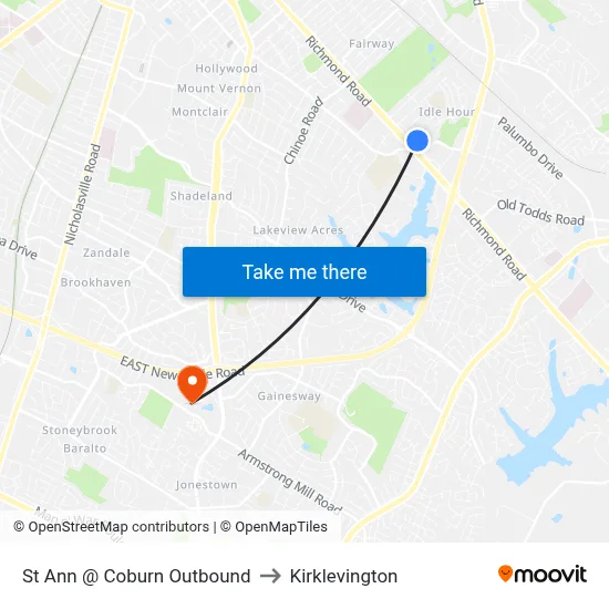 St Ann @ Coburn Outbound to Kirklevington map