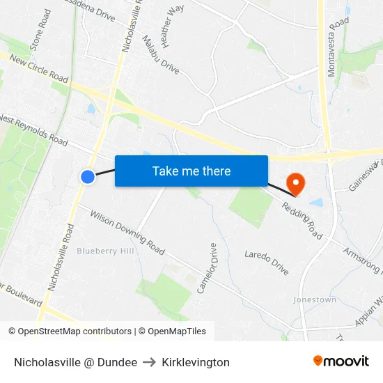 Nicholasville @ Dundee to Kirklevington map