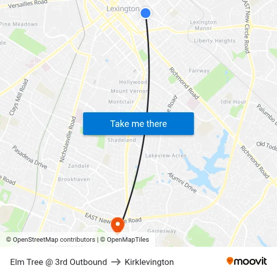 Elm Tree @ 3rd Outbound to Kirklevington map
