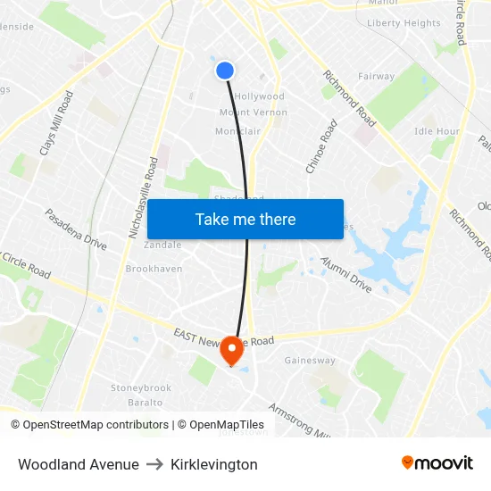 Woodland Avenue to Kirklevington map