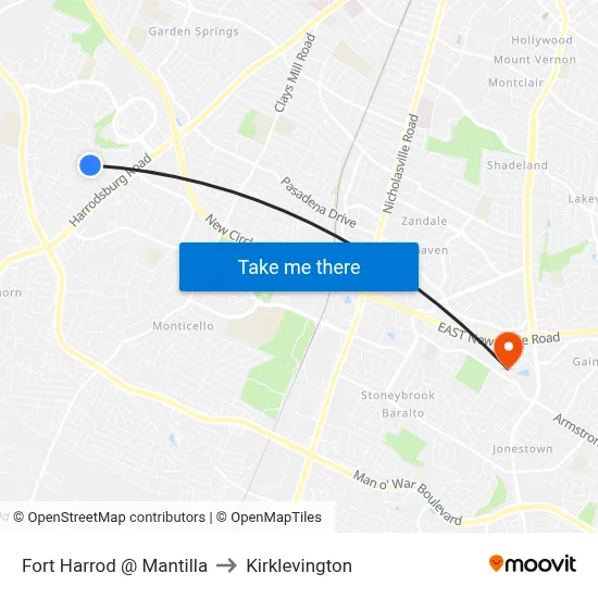 Fort Harrod @ Mantilla to Kirklevington map