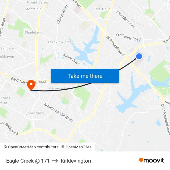 Eagle Creek @ 171 to Kirklevington map