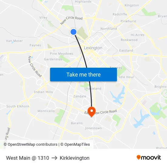 West Main @ 1310 to Kirklevington map