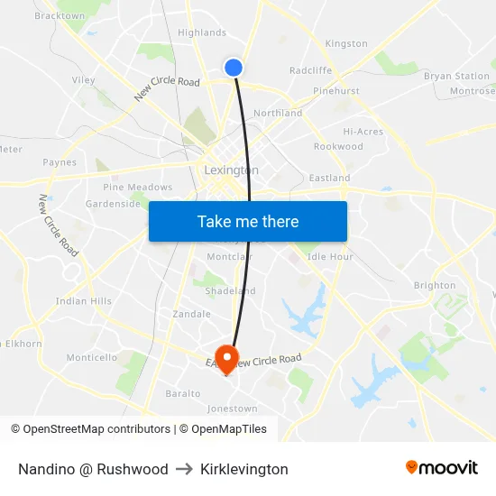 Nandino @ Rushwood to Kirklevington map