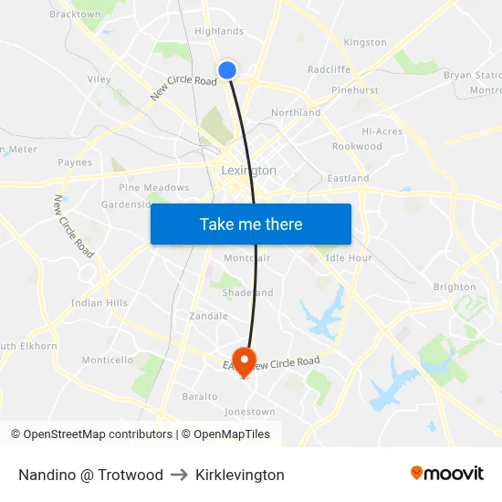 Nandino @ Trotwood to Kirklevington map