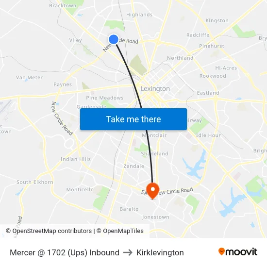 Mercer @ 1702 (Ups) Inbound to Kirklevington map