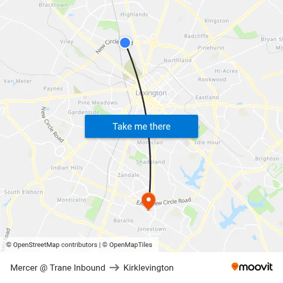 Mercer @ Trane Inbound to Kirklevington map