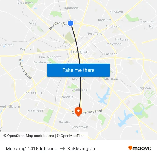 Mercer @ 1418 Inbound to Kirklevington map