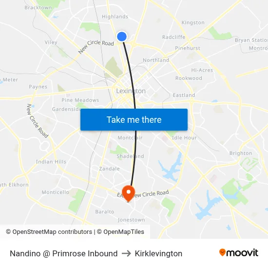 Nandino @ Primrose Inbound to Kirklevington map