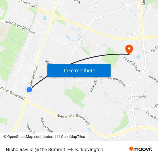 Nicholasville @ the Summit to Kirklevington map