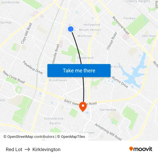 Red Lot to Kirklevington map