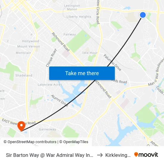 Sir Barton Way @ War Admiral Way Inbound to Kirklevington map