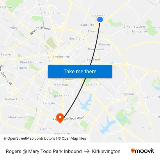 Rogers @ Mary Todd Park Inbound to Kirklevington map