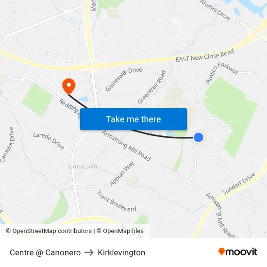 Centre @ Canonero to Kirklevington map
