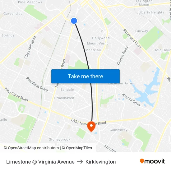 Limestone @ Virginia Avenue to Kirklevington map