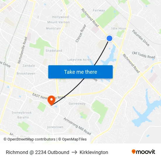 Richmond @ 2234 Outbound to Kirklevington map