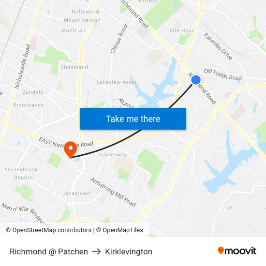 Richmond @ Patchen to Kirklevington map