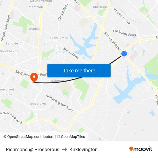Richmond @ Prosperous to Kirklevington map