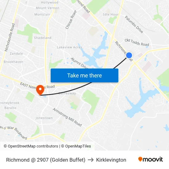 Richmond @ 2907 (Golden Buffet) to Kirklevington map