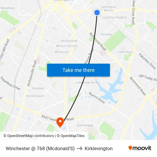 Winchester @ 768 (Mcdonald'S) to Kirklevington map