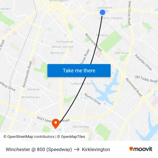 Winchester @ 800 (Speedway) to Kirklevington map