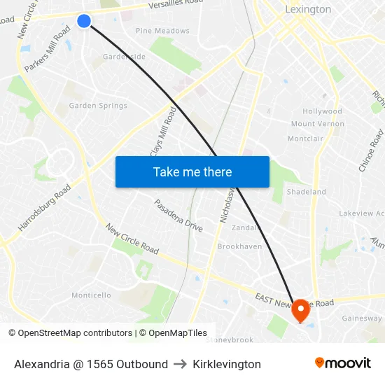 Alexandria @ 1565 Outbound to Kirklevington map