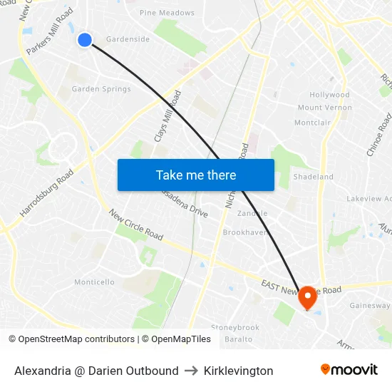Alexandria @ Darien Outbound to Kirklevington map