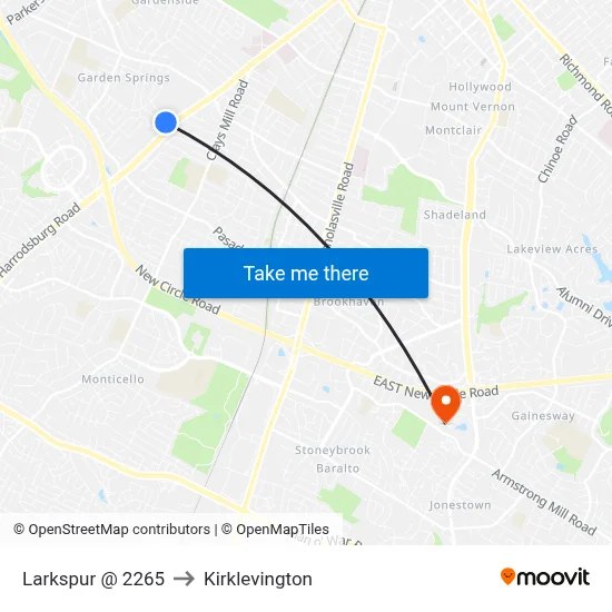 Larkspur @ 2265 to Kirklevington map