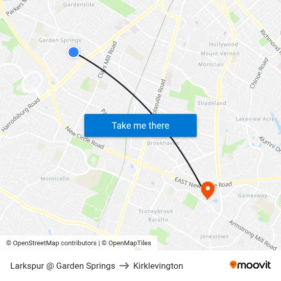 Larkspur @ Garden Springs to Kirklevington map