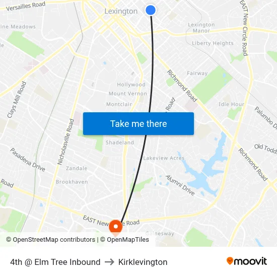 4th @ Elm Tree Inbound to Kirklevington map