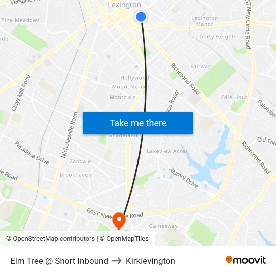 Elm Tree @ Short Inbound to Kirklevington map