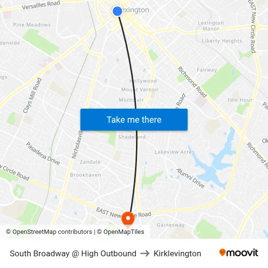 South Broadway @ High Outbound to Kirklevington map