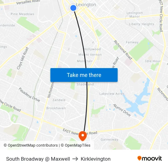 South Broadway @ Maxwell to Kirklevington map