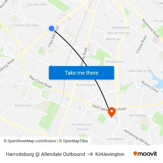 Harrodsburg @ Allendale Outbound to Kirklevington map