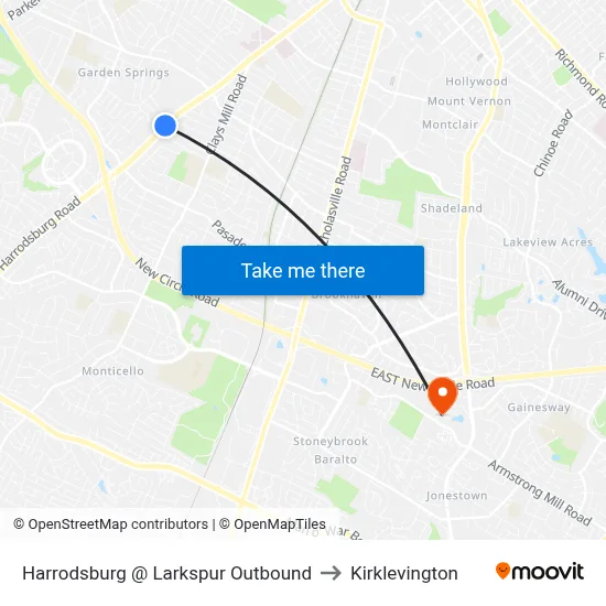 Harrodsburg @ Larkspur Outbound to Kirklevington map